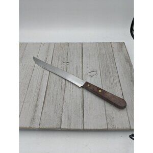 Robinson Knife Co 8” Carving Utility Knife #2 Serrated Wood Handle 12 1/2" Total